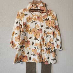 Floral Kids Top - White and Orange